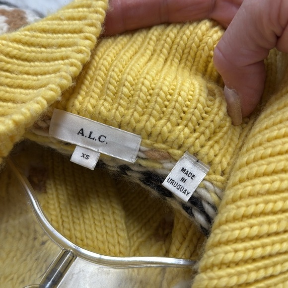 A.L.C Landry Sweater Fare Isle Cropped Johnny Collar Sweater XS Merino Wool - Picture 3 of 13